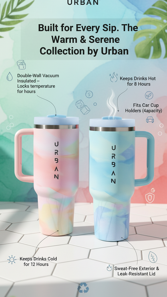 Premium 40oz Urban Stainless Steel Tumbler (1.18L) Keep Drinks Hot & Cold for Hours
